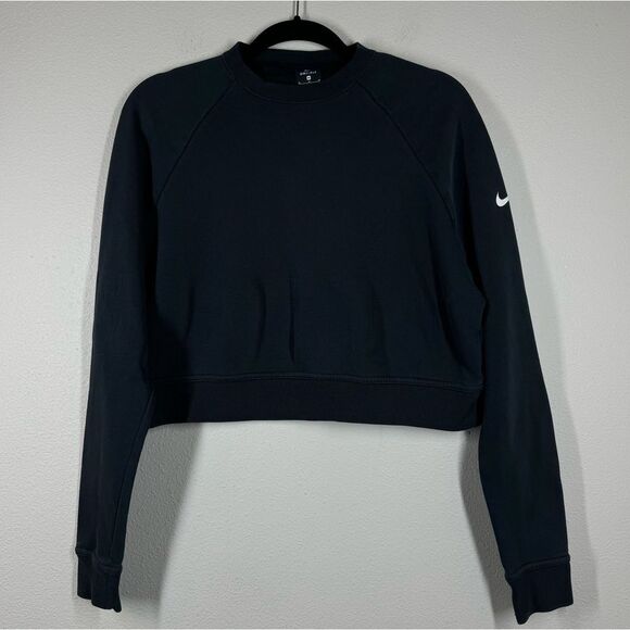 Nike Women’s Medium Black Crewneck Training Sweatshirt Just Do It Cropped - Picture 1 of 5
